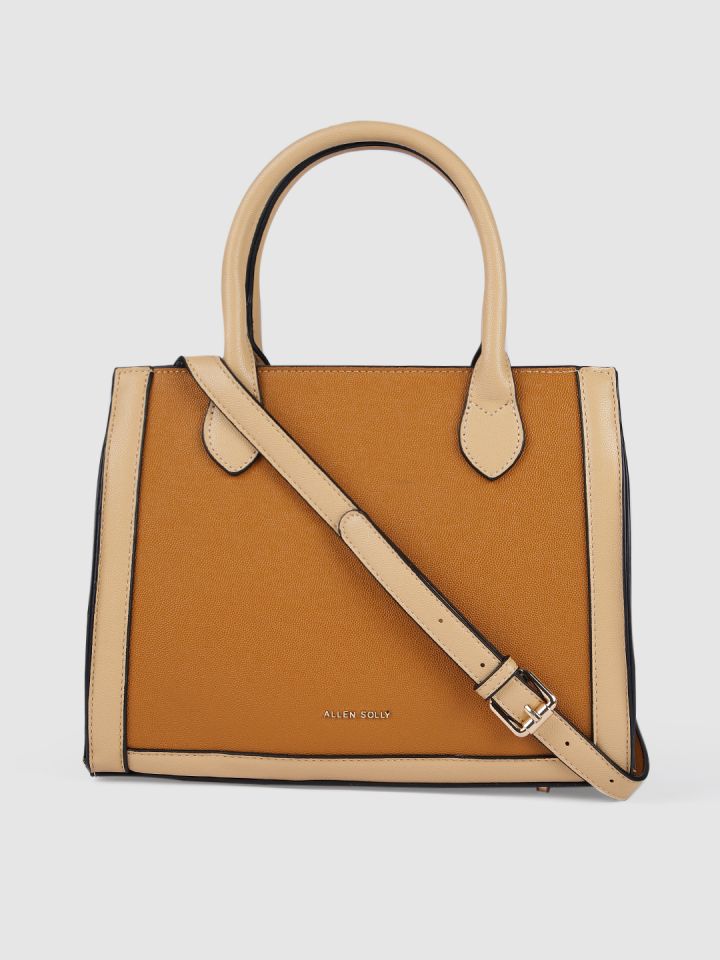 Allen Solly Tan Brown Solid Handheld Bag