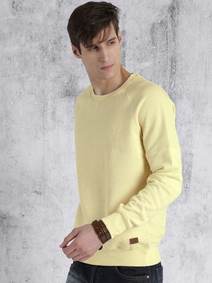 Roadster Men Cream Coloured Speckled Sweatshirt