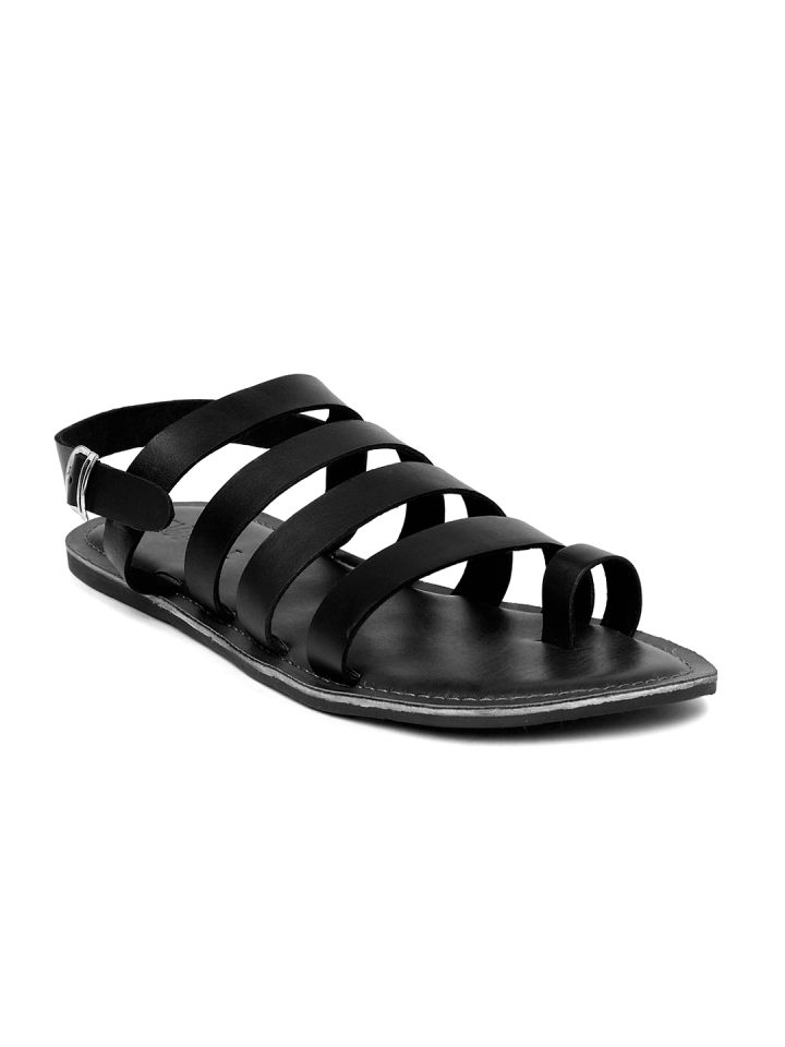 Mens black shop leather gladiator sandals