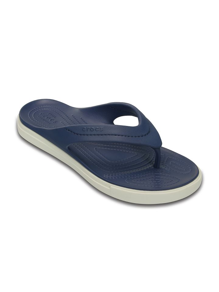 crocs blue flip flops