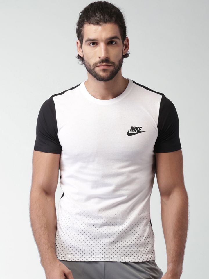 Nike White Black AS AV15 Colourblock Pure Cotton T shirt