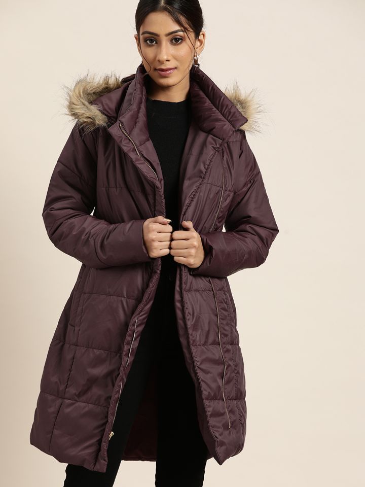 Ladies burgundy parka top coat