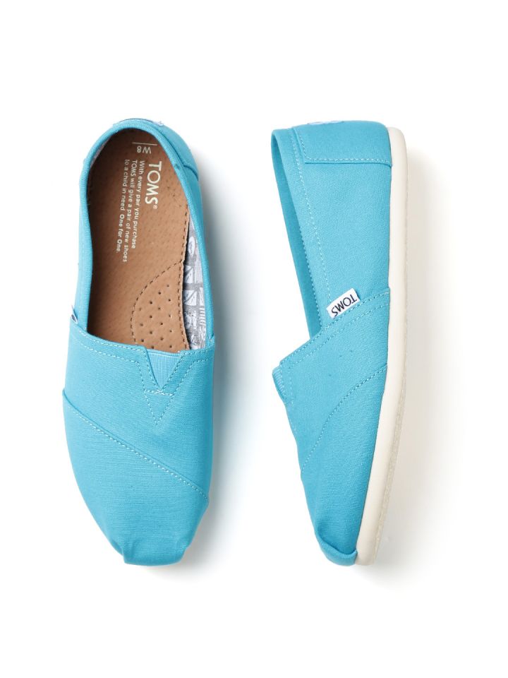 TOMS Women Turquoise Blue Slip Ons