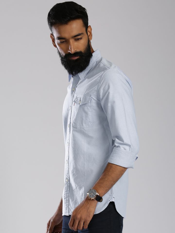 Buy Levi's Light Blue Slim Fit Casual Shirt - Shirts for Men 1424101 |  Myntra