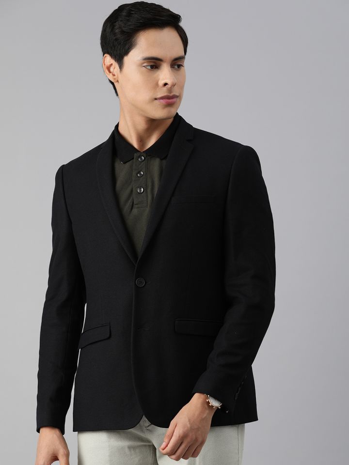 Buy Louis Philippe Sport Men Black Self Design Single Breasted