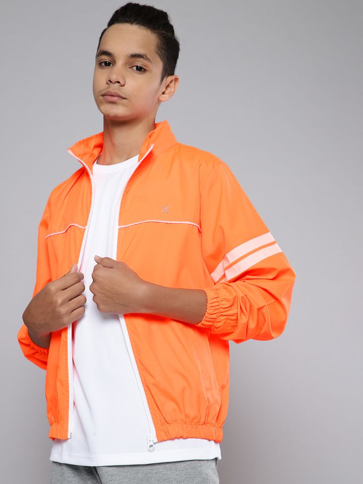 HRX by Hrithik Roshan U 17 Active Boys Neon Orange Solid Rapid Dry Jacket