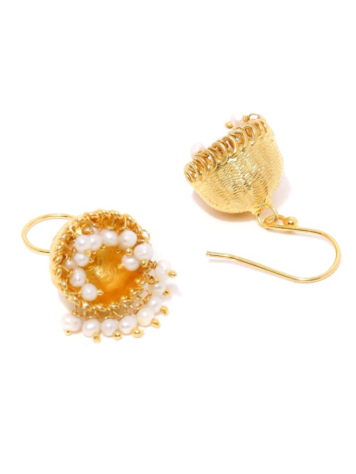 Buy Fabindia Gold Toned Silver Jhumkas Earrings for Women