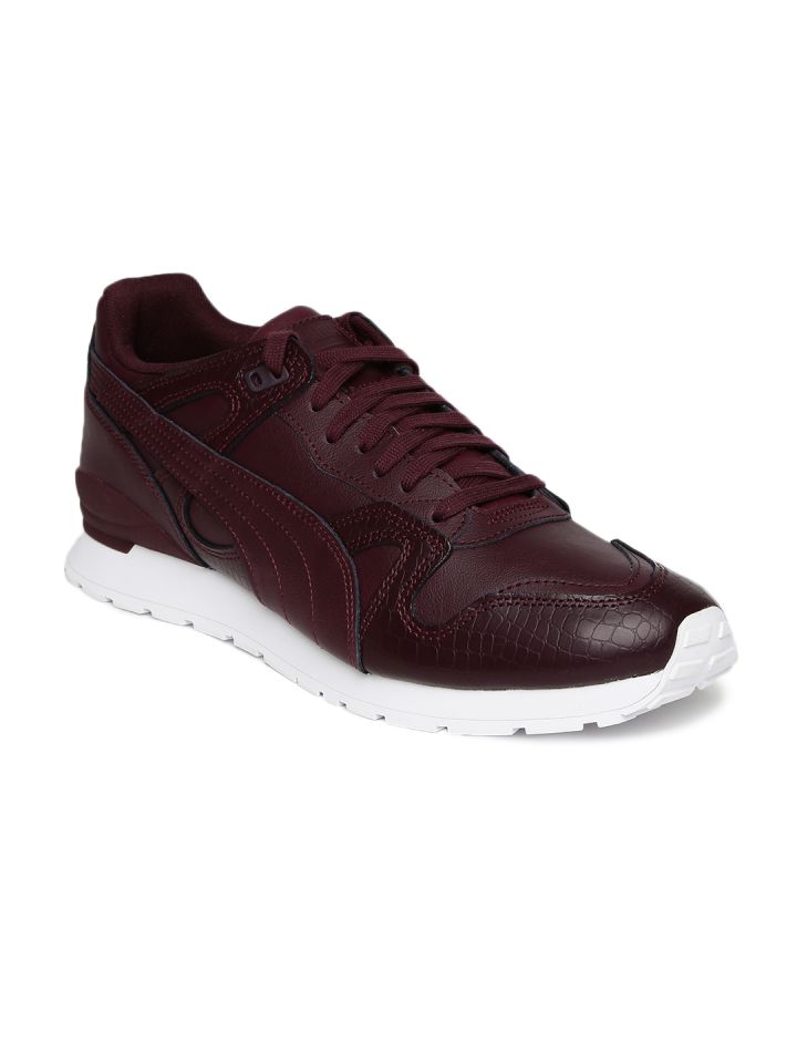 Burgundy leather top pumas