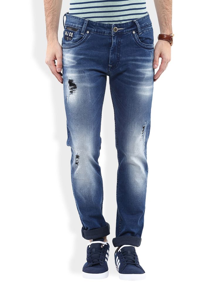 Buy Mufti Blue Super Slim Stretchable 