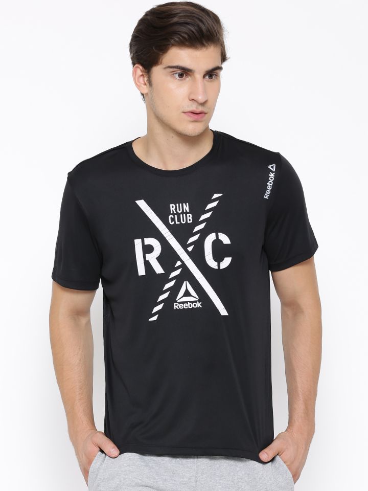 Buy Reebok Black SS RC CRS Polyester Printed Running T Shirt