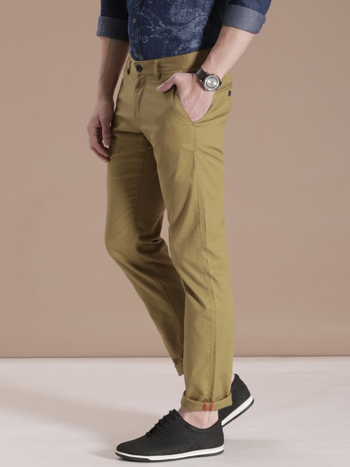 Buy Louis Philippe Sport Khaki Steven Slim Fit Casual Trousers  Trousers  for Men 1352514  Myntra