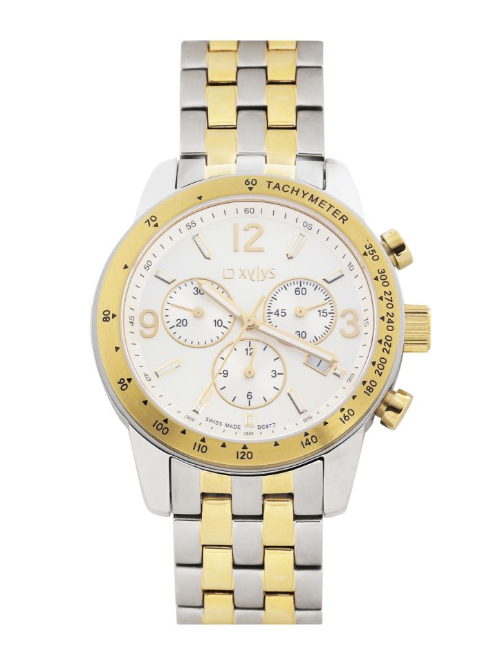 Xylys Men Muted Gold Toned Dial Chronograph Watch NF90009BM01