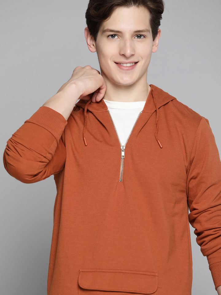 Mast & Harbour Men Orange Solid Sweatshirt