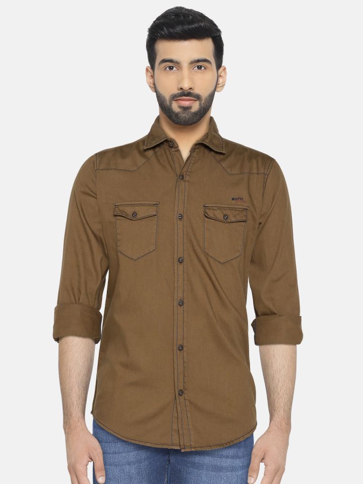 Buy Mufti Brown Slim Fit Casual Shirt Shirts For Men 1445222