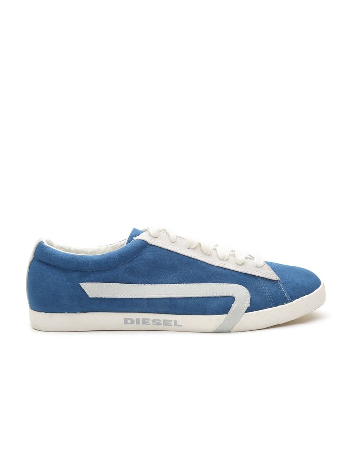 Buy DIESEL Men Blue Canvas Shoes 