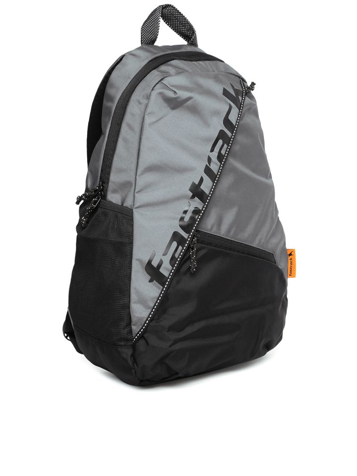 Fastrack Men Grey Black Colourblocked Backpack