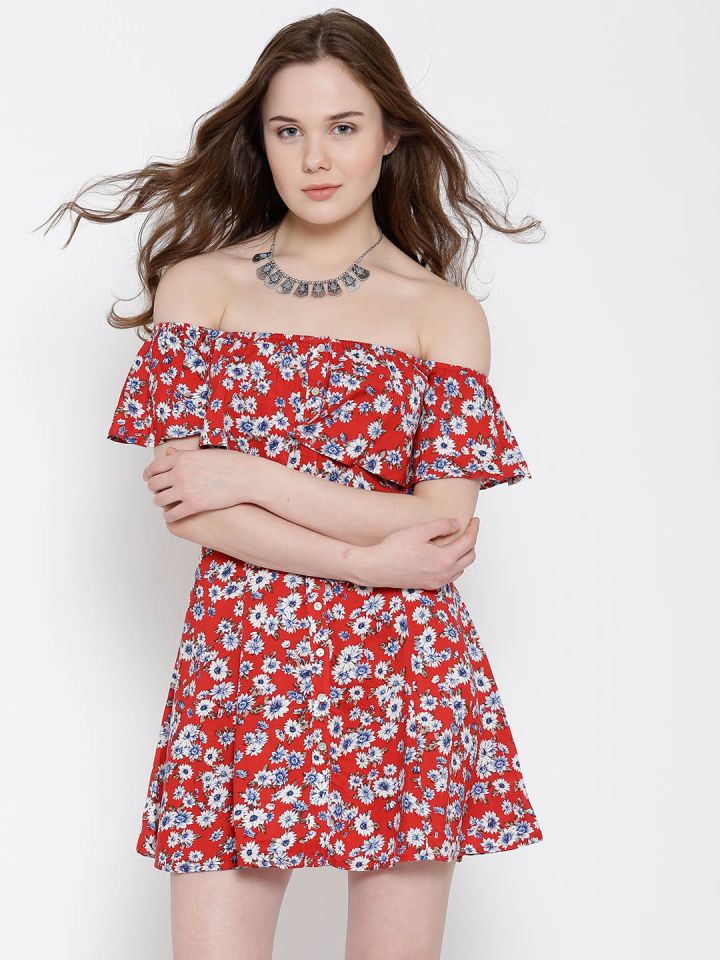 Forever 21 red store off the shoulder dress