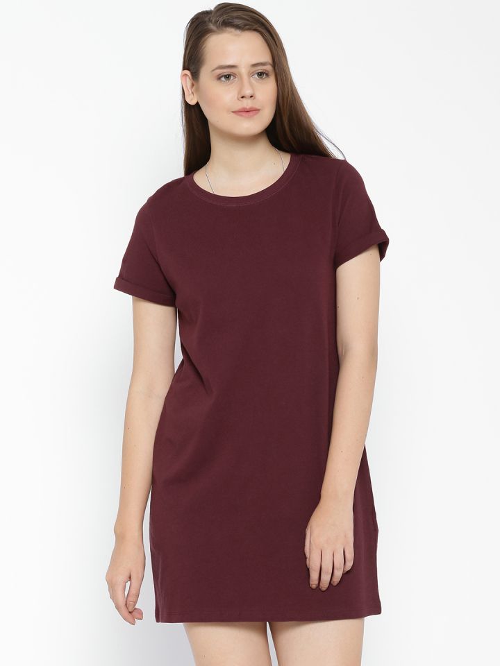 FOREVER 21 Women Burgundy Jersey Dress