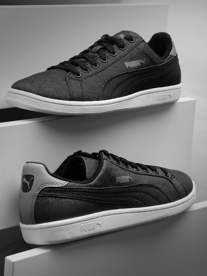 Puma Unisex Black Smash Denim Sneakers