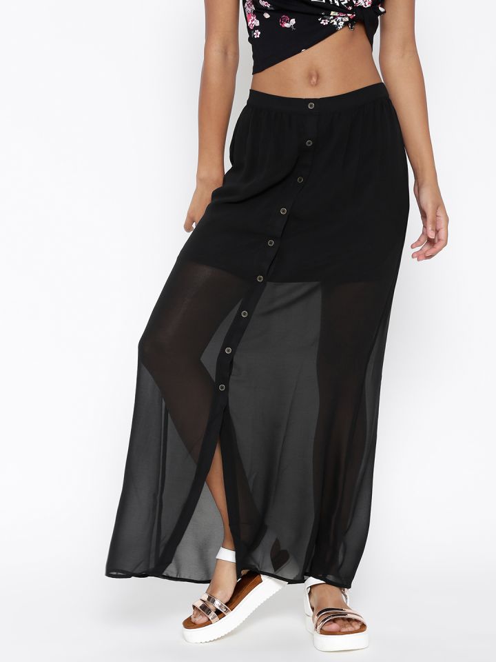 Buy FOREVER 21 Black Semi Sheer Maxi Skirt Skirts for Women
