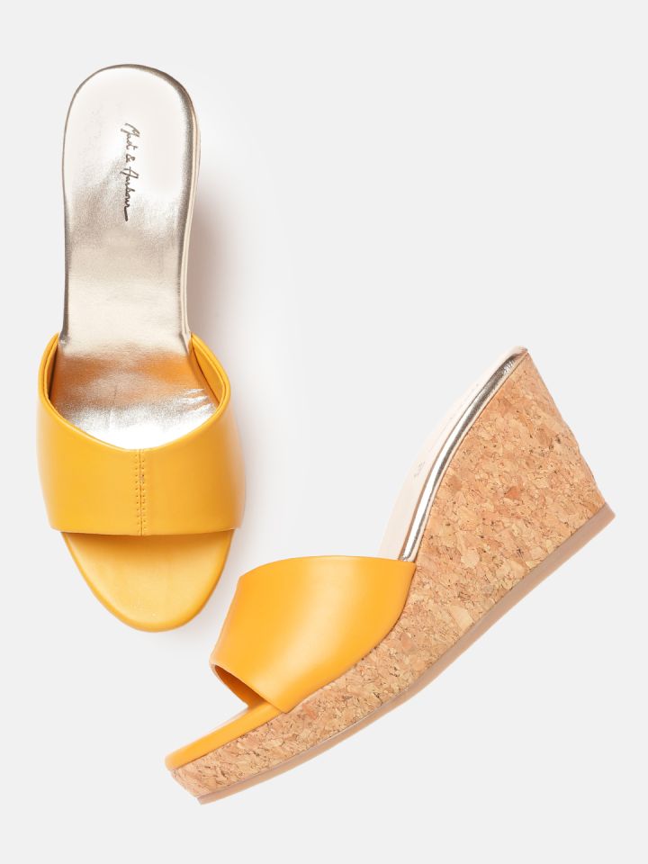 Mustard color wedges hot sale