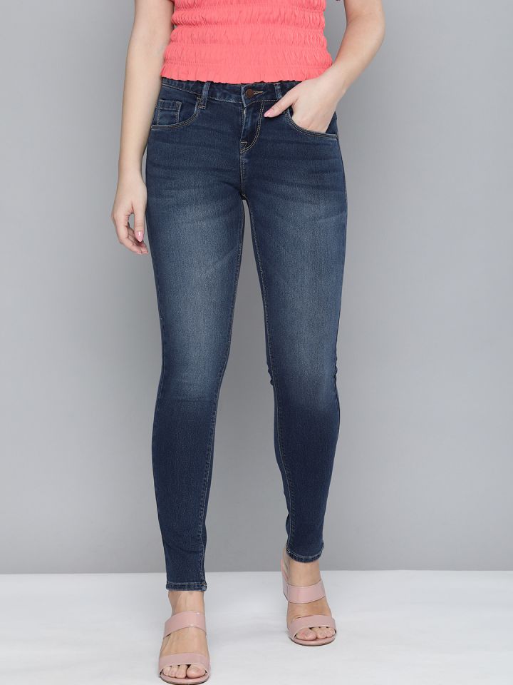 Buy TWIN BIRDS Women Blue Skinny Fit Mid Rise Clean Look Jeans