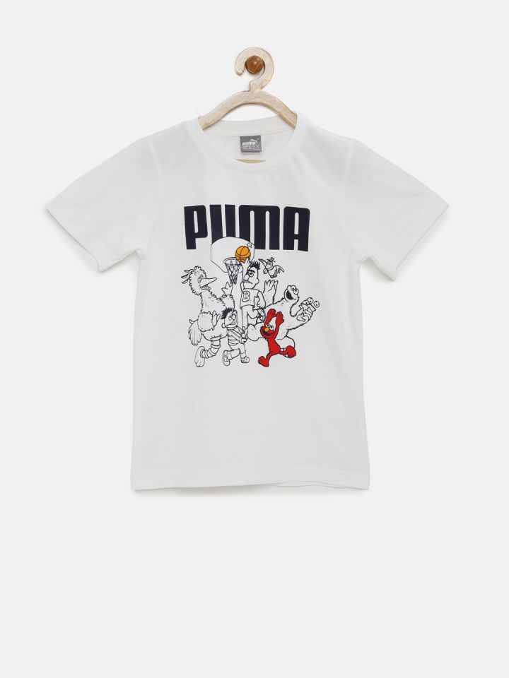 Buy PUMA Boys White Sesame Street DryCELL Printed Pure Cotton T Shirt Tshirts for Boys 1454926 Myntra