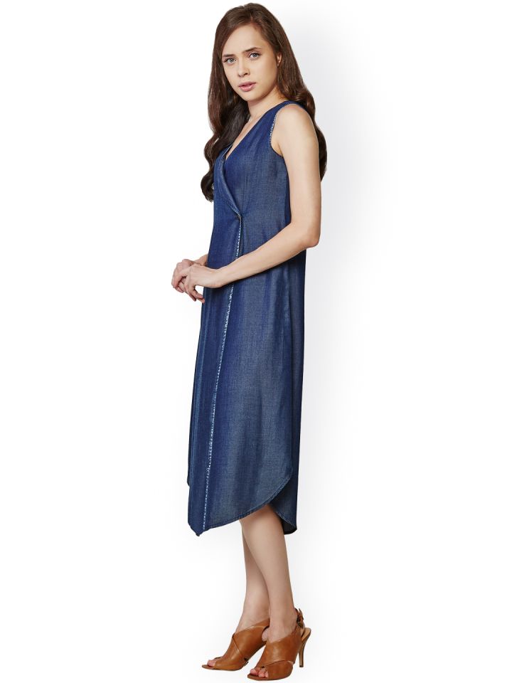 Denim one piece myntra hot sale