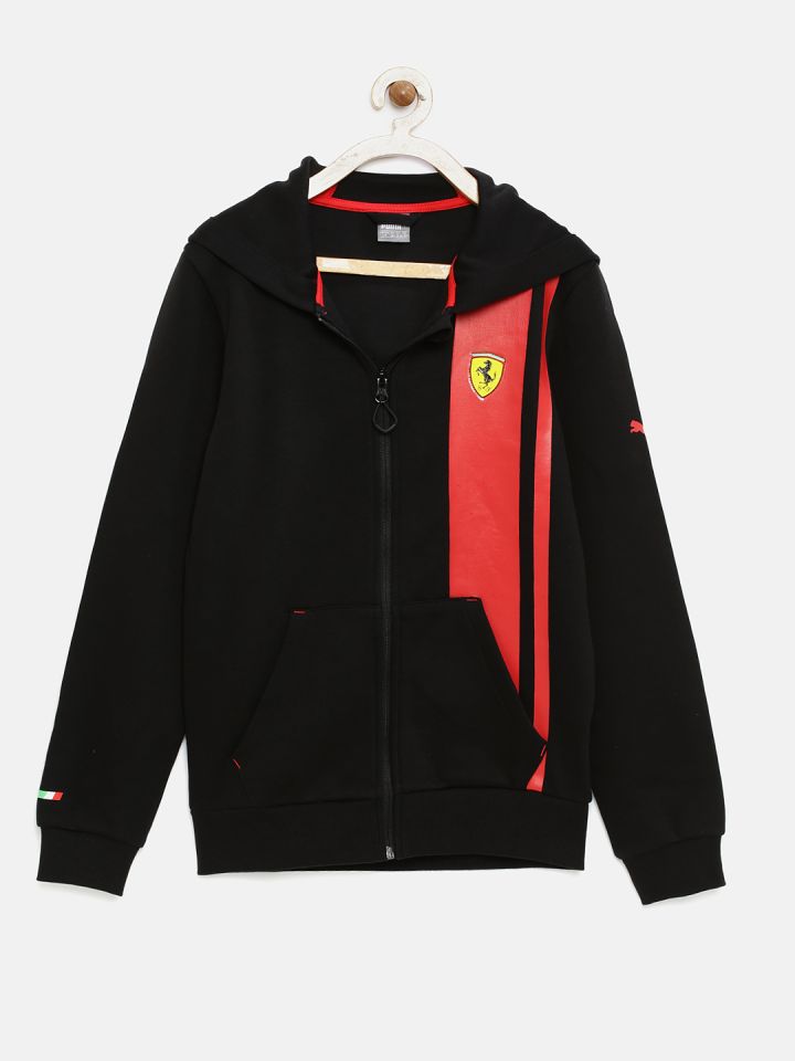 Puma ferrari black 2025 hooded sweat jacket
