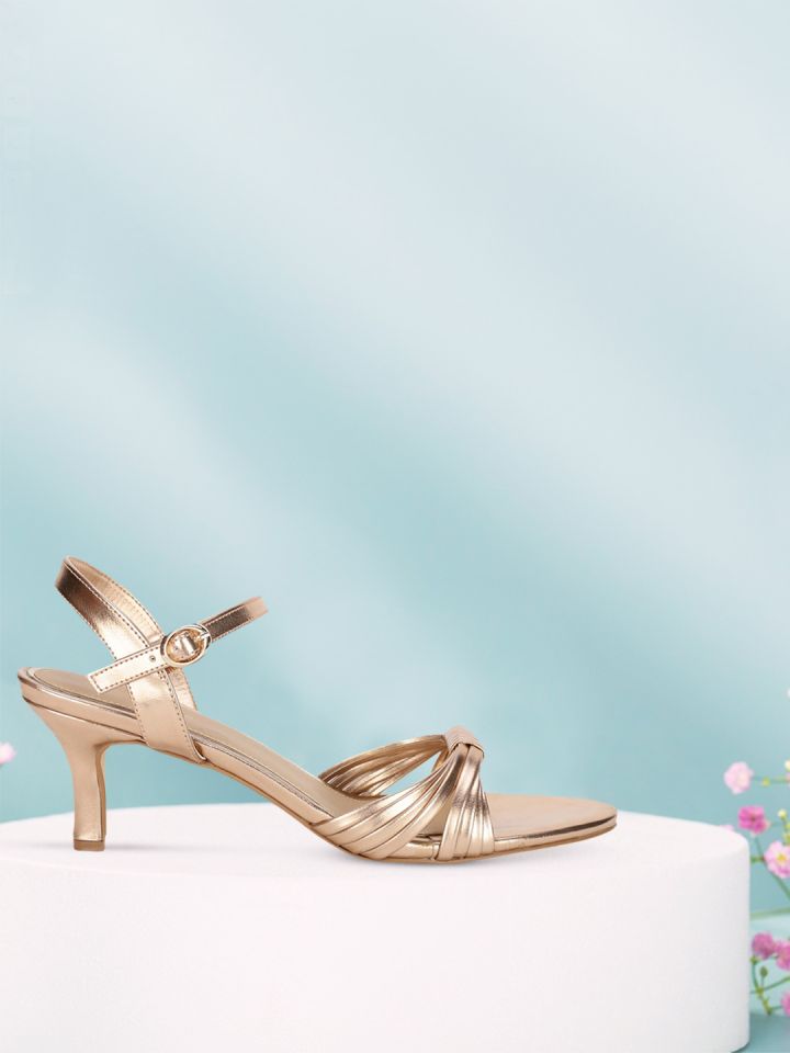 Gold strappy low best sale heels