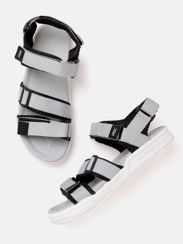 HRX by Hrithik Roshan Men Grey Black Hook Loop Athleisure Sandal