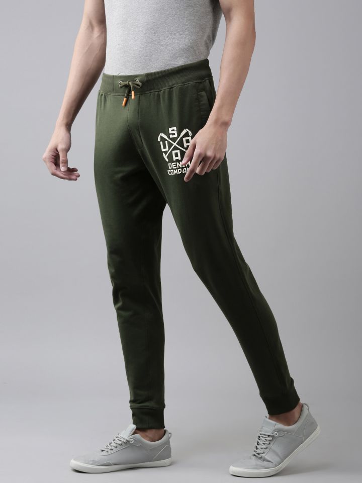 Buy U.S. Polo Assn. Denim Co. Men Olive Green Slim Fit Brand Logo