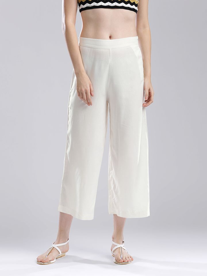 Buy W Women Off White Palazzo Trousers - Palazzos for Women 1468084 | Myntra