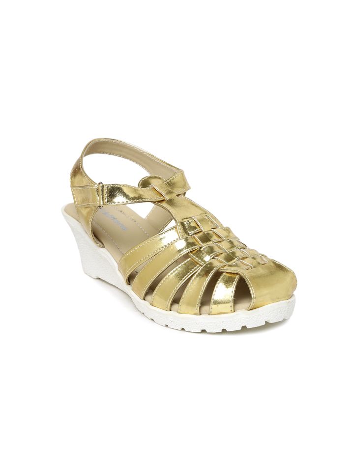 girls gold wedges