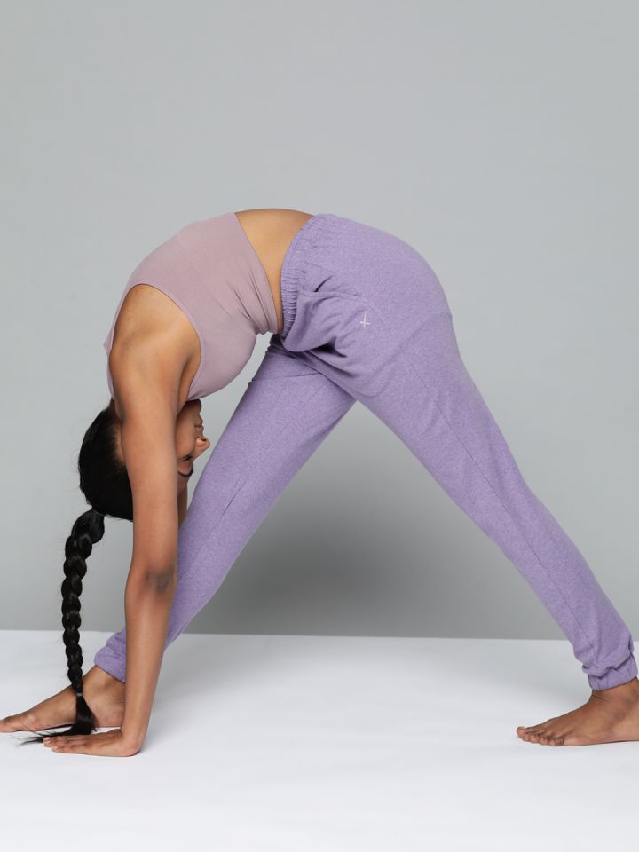 HRX By Hrithik Roshan Yoga Women Purple Melange Sustainable Track Pants