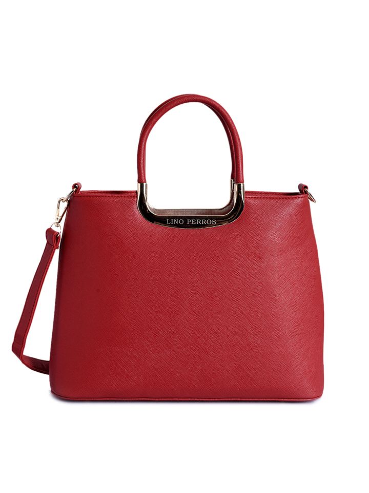 Buy Lino Perros Red Textured Handbag With Sling Strap Handbags