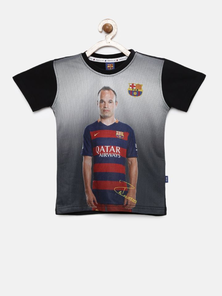 Buy Fc Barcelona Boys Grey Black Printed T Shirt Tshirts For