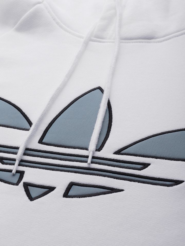 ADIDAS Originals Men White Grey Adicolor Shattered Trefoil Cotton Sustainable Hoodie