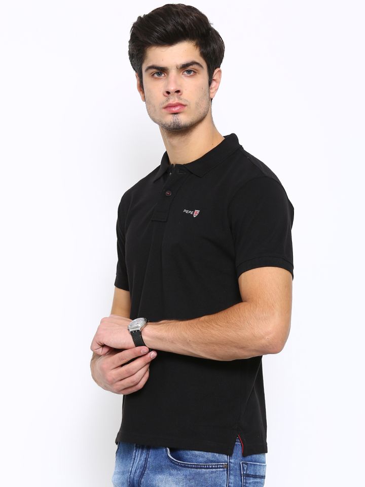 Buy Pepe Jeans Men Black Solid Polo T Shirt Tshirts for Men