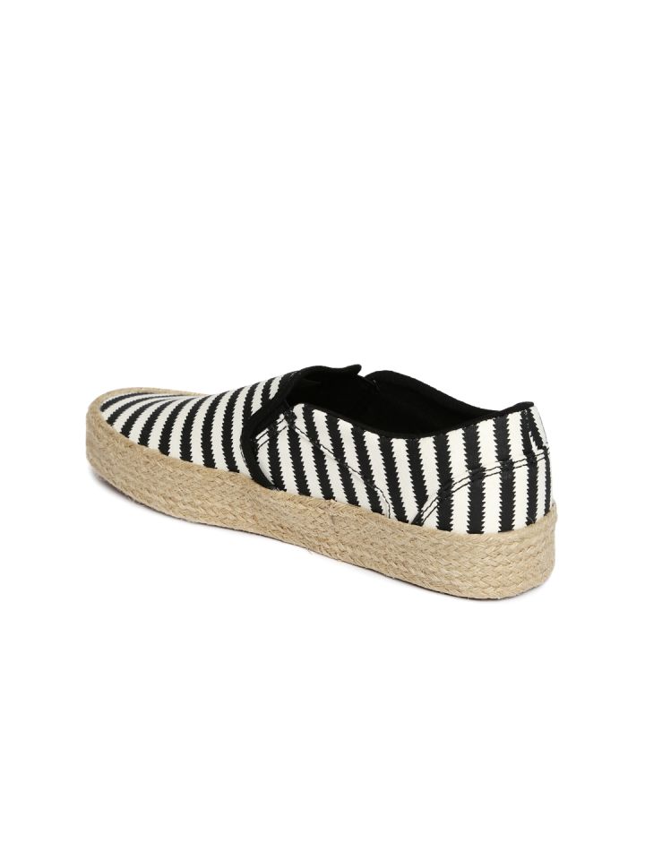 Vans Women Black Off White Striped Asher Espadrilles