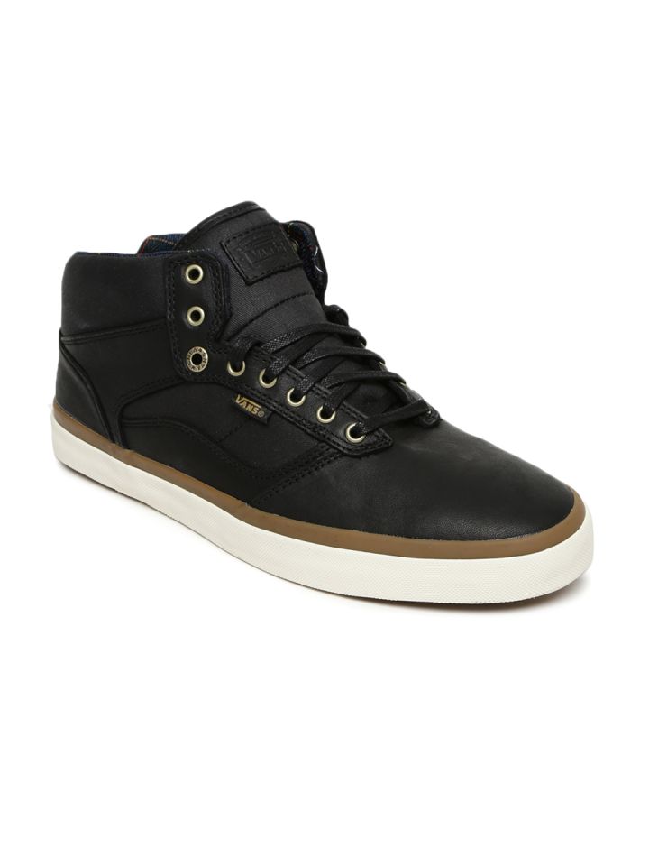 leather vans mens black