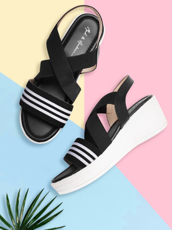 Black and shop white wedges