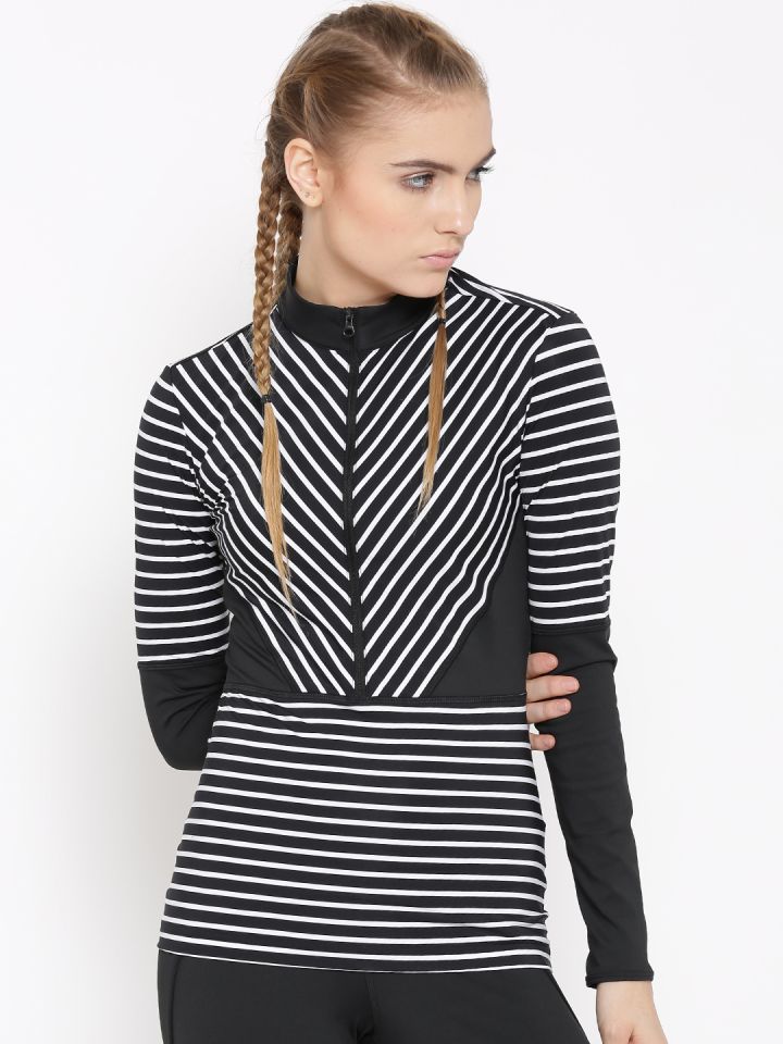 Stella McCartney by ADIDAS Women Black STU S Long Sleeve Striped Top