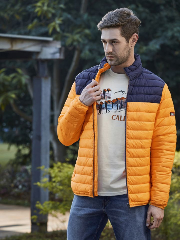 Orange and black puffer jacket new arrivals