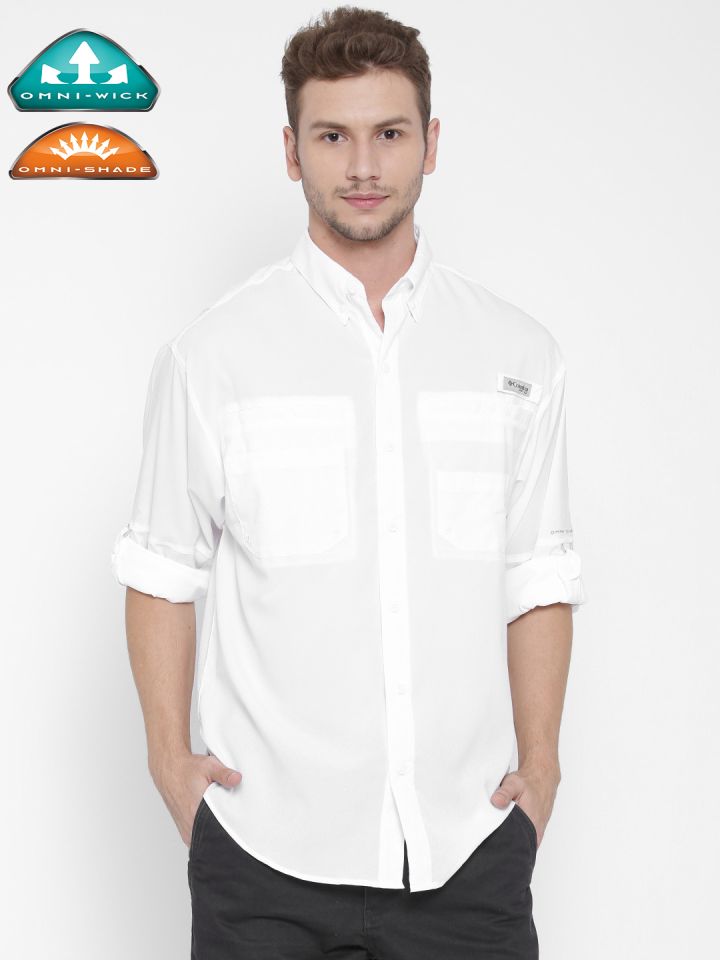 Buy Columbia Men White Tamiami II LS Solid Hiking Shirt Shirts