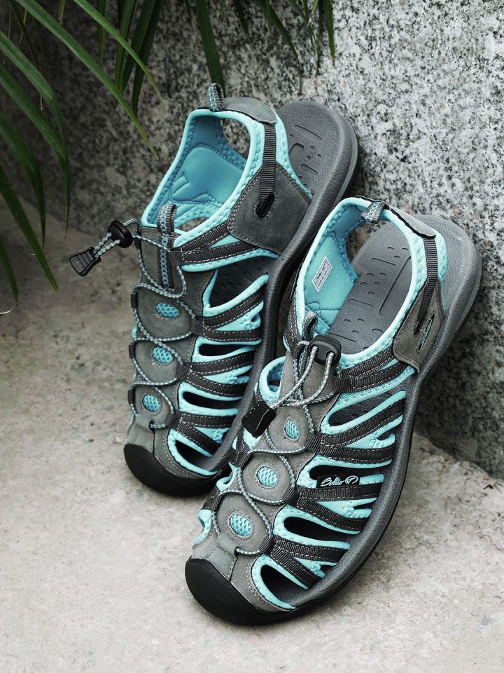 Boltio Men Grey Blue Sports Sandals
