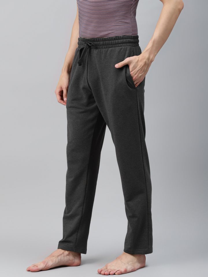 Buy Marks Spencer Men Charcoal Grey Solid Knitted Lounge Pants