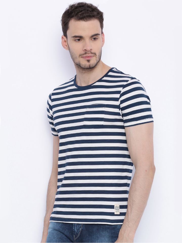 blue white striped t shirt