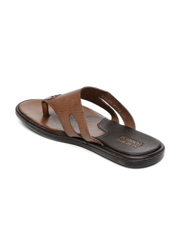 Buy Alberto Torresi Men Brown Leather Textured Sandals Sandals