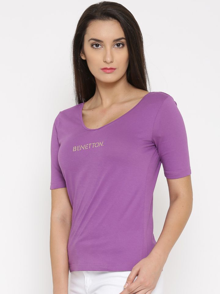 Benetton Women Purple T Shirt - Tshirts 
